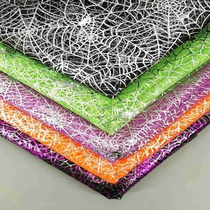 Tissu 1 mètre toile d'araignée Tulle maille tissu noir Orange violet vert Organza pour Halloween rentrer à la maison couverture de table fête mur toile de fond YQ231109