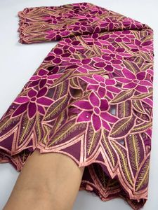 Tela Tela de encaje de algodón africano Cordón de gasa suizo nigeriano amarillo en Suiza Material de vestidos de alta calidad para coser TY3406 231124
