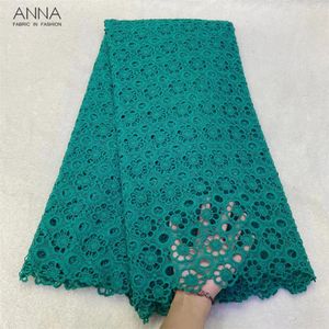 Tela y costura Tela de encaje de cordón africano, 5 yardas, bordado clásico verde, diseño calado de flores, tul francés de alta calidad, boda nigeriana 231027