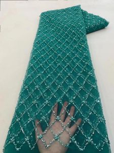 Tissu et couture africain lourd perlé 2023 paillettes nigérianes de haute qualité avec dentelle perlée tulle français pour robe de soirée coudre 231213
