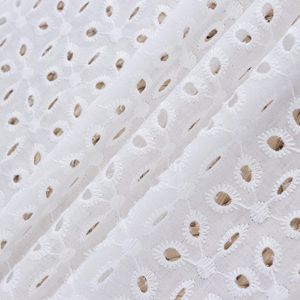 Cotton Voile Fabric with Embroidered Eyelet Lace for Dresses, Shirts, Children's Clothing, Curtains, and Home Decor