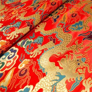 Tissu CF1136 rouge/doré/bleu Dragon Jacquard soie brocart tissu chinois Cheongsam vêtements robe veste tissu bricolage couture tissus de soie