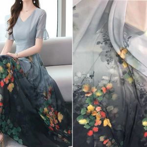 Robe en tissu doux ombré, position de fleur, imprimé numérique 50D, écharpe soyeuse en mousseline de soie, jupe de Cosplay, matériel pour vêtements