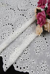 Tissu en coton brodé au mètre, œillet en dentelle blanche, pour bricolage, tissu à coudre, robe de mariée, décoration de fête à domicile, 6987781