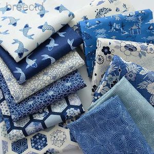 Tissu marine tissu coton pur coton fait à la main bricolage bleu bas de style chinois de style chinois fleur de couture patchwork par demi-mètre d240503