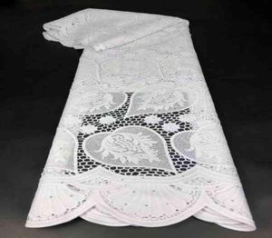 Tela Pure White Guipure Rhinestones Cord Lace Nigerian African Asoebi Fabrica para vestido de fiesta Coser J2209096131182
