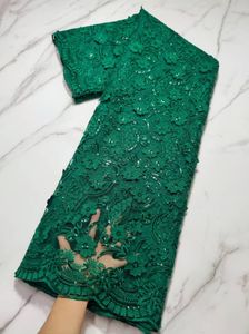 Tela de encaje de red de tul bordado nigeriano verde suave, último encaje de gasa suizo Dubai 2022, tela de encaje africano para boda, 5 yardas