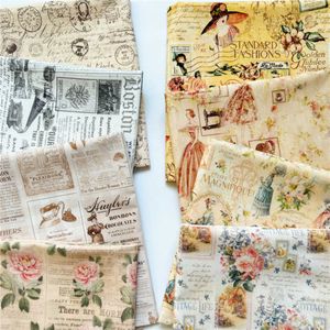 Tela Vintage periódico niña pintura al óleo niña tela de algodón coser ropa telas de vestir DIY acolchado costura Patchwork Material P230506