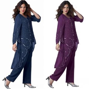 Fabuleux pantalons de soirée pour femmes costumes mère de la mariée pantalons costumes veste perlée pour la fête de mariage porter robe de madrinha haut bas manteau