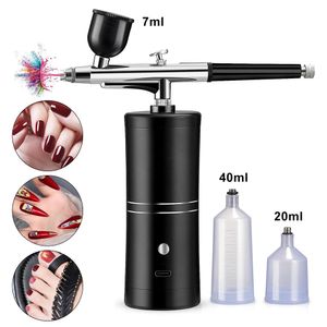 Dispositifs de soins du visage Aérographe Nail Art Spray de peinture avec compresseur Décoration Gâteau Portable Ongles Coloration Air Brush Gun Mist Pulvérisateur Rechargeable 230920