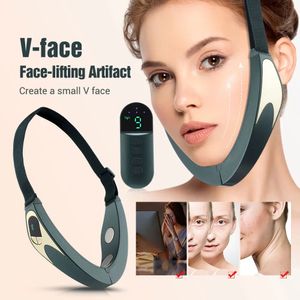 Dispositifs de soins du visage EMS V Line Machine de levage Chauffage Vibration Masseur Ceinture Enlèvement Double Menton Bande de levage Télécommande sans fil 231027