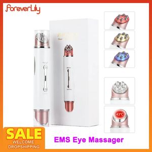 Dispositivos de cuidado facial Mini EMS Eye Skin Firme Máquina de apriete ION Calor Levantamiento de ojos Masajeador Antiarrugas LED Pon Rejuvenecimiento Belleza Pluma 230927