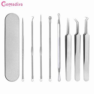 Dispositifs de soins du visage Vapeur Acier Inoxydable Visage Acné Blackhead Remover Aiguilles Extracteur Pimple Blemish Comedone Removal Kit Double Head Tool 220225