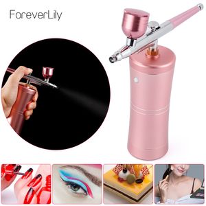 Dispositivos para el cuidado de la cara Top 04 mm Pink Mini Air Compressor Kit AirBrush Paint Spray Gun Aerógrafo para Nail Art Tattoo Craft Cake Nano Fog Mist Sprayer 230608