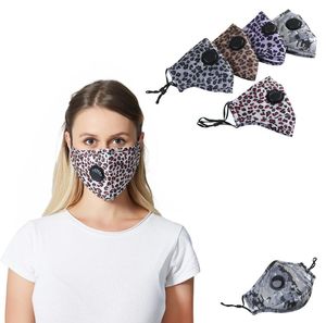 Mascarilla con válvula Máscara de polvo de algodón Leopardo Camuflaje Mascarillas bucales lavables para mujeres adultas Hombres Máscara reutilizable Moda protectora3148679