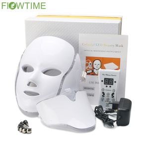 Masajeador facial 7 colores Máscara LED Pon Terapia Antiacné Eliminación de arrugas Rejuvenecimiento de la piel Blanqueamiento Spa Máscara Máquina Cuidado de la piel Herramientas 230217