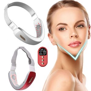 Masajeador facial Máquina eléctrica de levantamiento facial en V Papada Quitar dispositivo de levantamiento de piel Vibración Luz LED EMS V-Face Shaping Massager 230908