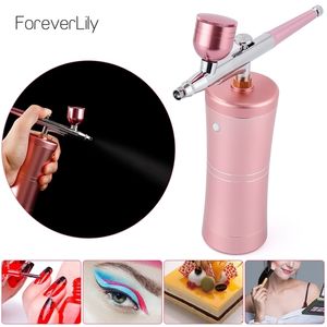 Masseur de visage Top 0.4mm Rose Mini Kit de compresseur d'air AirBrush Pistolet à peinture Aérographe pour Nail Art Tatouage Artisanat Gâteau Brouillard Pulvérisateur 220829