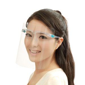 Escudo de cara con gafas Marco Anti-niebla Máscaras de aislamiento de 360 ​​grados Protección anti-Splash Anti-aceite Reutilizable Mascarilla