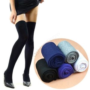 Precio de Factocy, calcetines por encima de la rodilla, medias altas hasta el muslo, medias sexis de algodón más finas para mujer, negro/blanco/gris/púrpura/azul