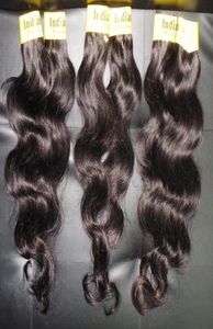 Factory 100 Bundles de cheveux humains indiens purs traités 20pcs Bork Body Wave tissage Waft4922460