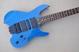 Factory Blue Headless electric guitar with Black Hardware rosewood fingerboard HSH Pickups 24 Frets can be customized