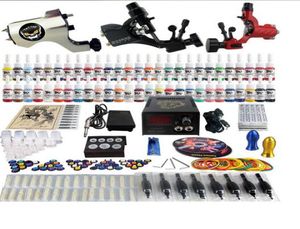 Factory Complete Tattoo Kit 3 Pro Rotary Machines 54 Tintas Papelera Fuente de aguja Ajuste TK3556777267