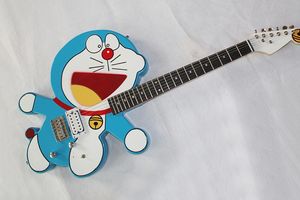 Guitare électrique pour enfants Doraemon personnalisée en usine avec touche en palissandre, micro 1H, matériel chromé, offrant des services personnalisés