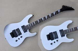 Factory Custom Silver and White Electric Guitar met dubbele rockbrug Rosewood Fletboard Black Hardware kan worden aangepast