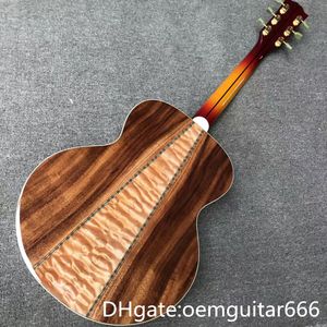 Factory customized guitar, solid spruce top, rosewood fingerboard, koa and maple sides and back, 38 "high-quality jumbo acoustic guitar