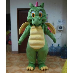 Usine vente directe Adulte personnage de dessin animé mignon dragon vert Mascotte Costume Halloween costumes de fête