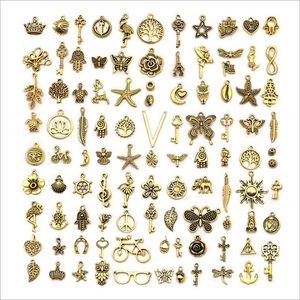 Accessoires de bijoux en vrac, mélange de 100 pièces, différents styles, breloques en alliage, pendentifs pour Bracelets, boucles d'oreilles, résultats de bijoux, vente directe d'usine, vente en gros