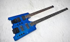 Factory Double Neck Blue Electric Bass and Guitar sin Headstock46 Stringsflame Maple Veneercan debe personalizarse 5989132