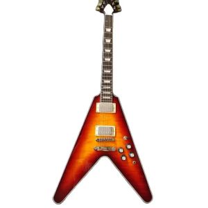 Usine nouvelle guitare électrique corps en acajou touche volant V motif tigre rouge