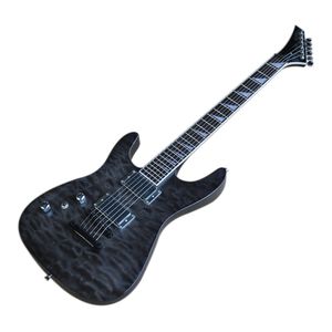 Factory Outlet-6 Strings Guitarra eléctrica zurda negra con chapa de arce acolchada, freteboard de palisandro