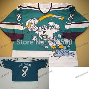 Factory Outlet personalizado Estilo antiguo temporada 1995-1996 Anaheim Mighty Ducks tercera película camiseta 8 Teemu Selanne camiseta Ala salvaje coser cualquier número/nombre
