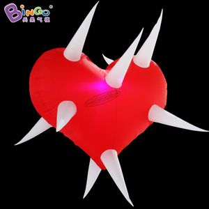 Factory outlet inflatable heart-shaped with led lights advertising inflation prickly heart balloons model for Valentine' s day party event decoration toys sports
