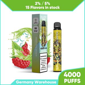 Precio de fábrica 4000Puffs Dsiposable 4000Puffs Vape 15 sabores 8ml Buen gusto rellenado 8ml 2% 5% Fuerza Vape Juice Cigarrillo electrónico