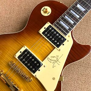 Jimmy Page – guitare électrique Tiger Maple Top, quincaillerie dorée, touche en bois de rose de haute qualité