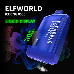 Approvisionnement d'usine ELFWORLD jetable Vape Ice King 8500 bouffées avec affichage de la batterie E-liquide écran LED débit d'air réglable