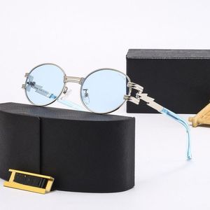 Factory Wholesale Fashion Metal Blue Sunglasses Femmes Antireflections Anti UV Lunes cyclistes ornementales Small Full Full Sport Sport Sport Sunglasses Men