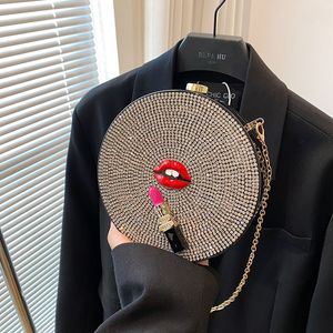 Factory Wholesale Dames Sacs Sacs Street Acrylic Round Hands Sacs Jolie Lip Decoration Chain Chain Sac Trend Diamond Handbag 13147 #