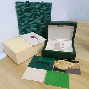 Caja Woody de regalo de lujo al por mayor de fábrica para relojes Reloj de yate Etiquetas de tarjetas de folletos y cajas de relojes suizos Cajas misteriosas Cajas de relojes de diseñador para hombre de color verde oscuro