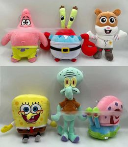 Fábrica Precio al por mayor 6 Estilos de 20 cm Spongeboy Plush Toy Octopus Crab Boss Animación Alrededor de muñecas Regalos para niños