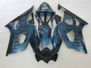 Kit de carénage pour Suzuki GSXR1000 03 04 Flames noires Blue Motorcycle Fairings GSXR1000 2003 2004 OT04