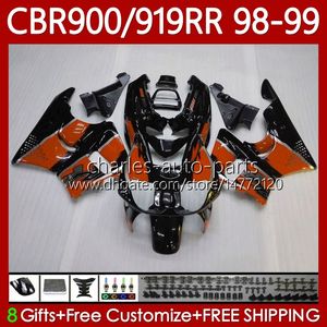 Kit de carénage pour Honda CBRR 919RR 900RR 900CC 919CCC CBR919 CBR900 RR CBR919RR 98 99 Body 127NO.77 CBR 900 919 RR CC 1998 1998 CR900RR 1998-1999 Orange Black Orange Black Orange