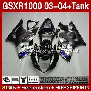 Fairings Kit Tank pour Suzuki GSXR-1000 K 3 GSXR 1000 CC K3 03-04 Body de moule d'injection 147NO.130 GSX-R1000 1000CC GSXR1000 2003 2004 GSX R1000 03 04 OEM FAIRING GRY BICK