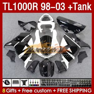 Tank Fairings for suzuki srad blanc noir TL-1000 TL 1000 R 1000R 98-03 Bodywork 162NO.19 TL1000 R TL1000R 98 99 00 01 02 03 TL-1000R 1998 1999 2000 2001 2002 2003 Femin