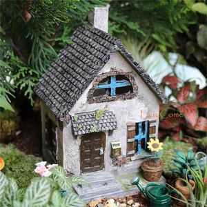 Fairy Garden House Resina rústica Cabaña en miniatura Cabaña Woodland Gnome Farmhouse Miniatura Viviendas Mini Country Fairy Houses 210811
