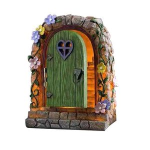 Fairy Solar Stone Door Resin Ornement Statue peinte à la main pour Garden Courtyard Lawn Decoration Trees Flower Beds Q0811252A